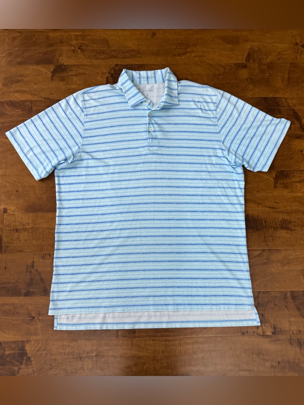 Men’s large B Draddy blue striped polo